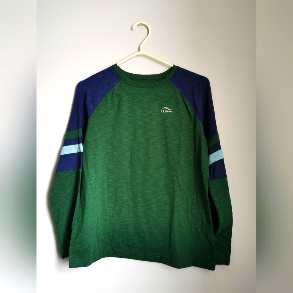 (3/$12) - L.L.Bean Kids Unisex Trail Long Sleeve. XS. Blue and Green